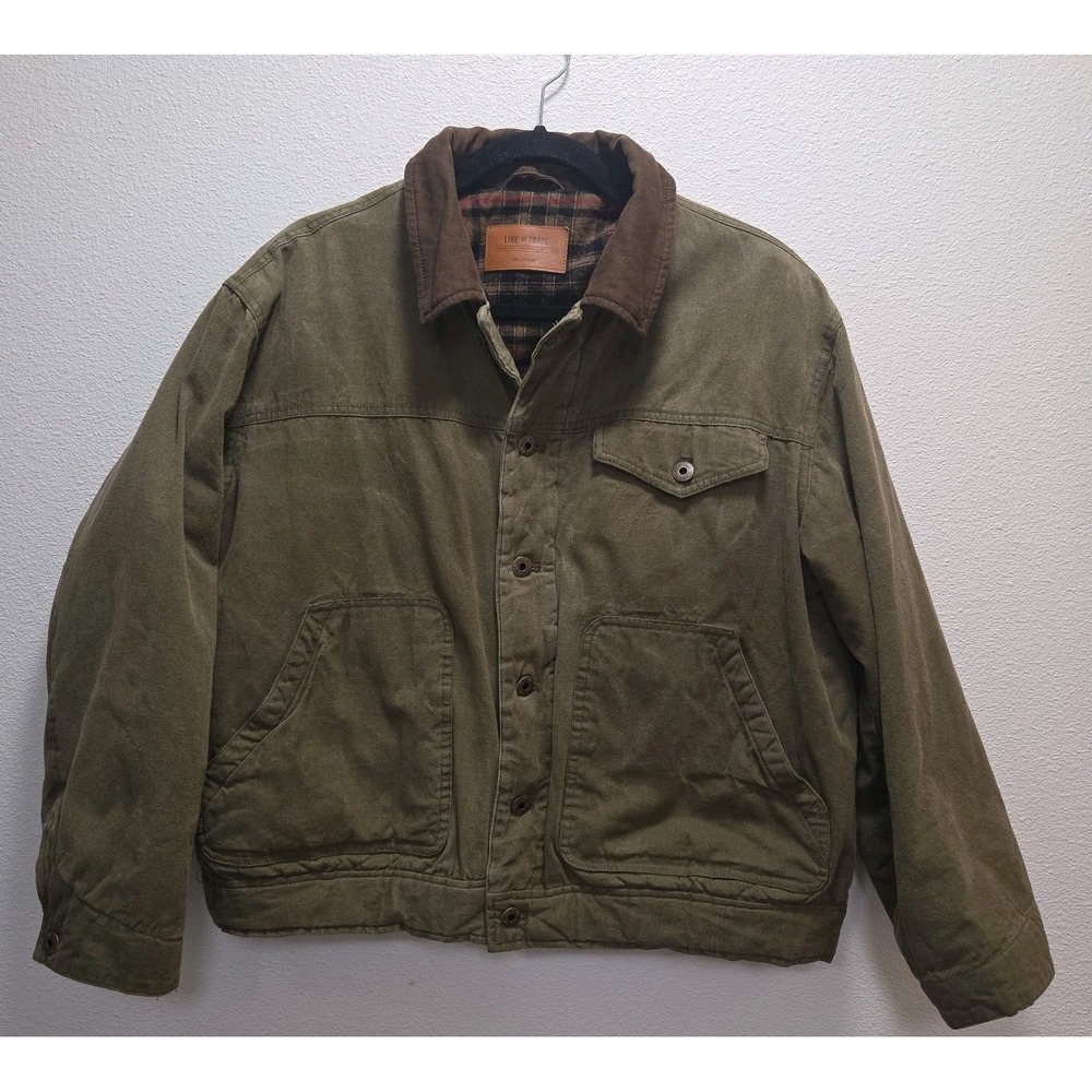 Line of Trade Waxed Ranch Jacket Bark Olive Flannel Lined Gorpcore Barn XL